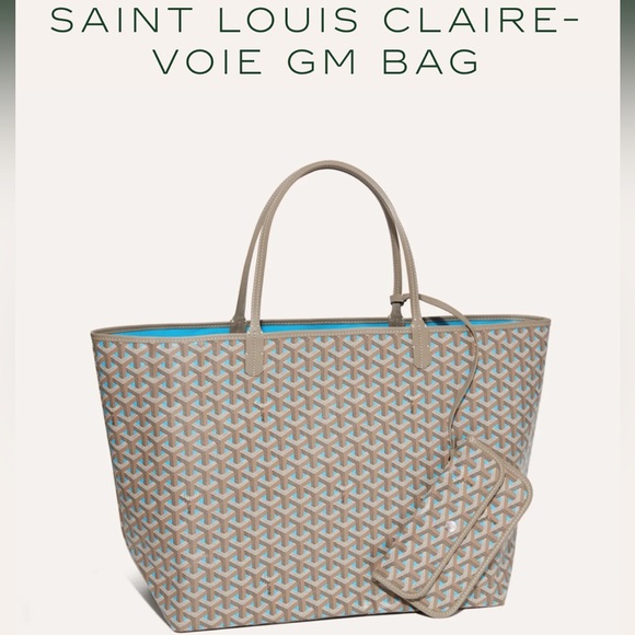 NEW GOYARD LIMITED EDITION Saint Louis Claire Voie GM Tote bag Turq/Grege - Picture 3 of 17